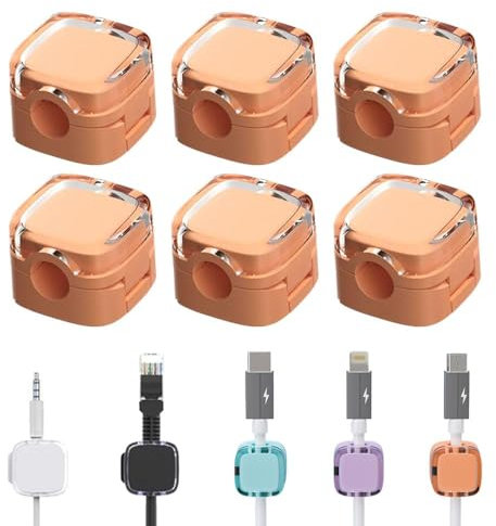 2024 Neue 6PCS Ladekabel Magnetische Kabel Organizer Lagerung Halter, Magnetische Kabel Clips, Kabelhalter Selbstklebend, Kabel Organizer Selbstklebend für Schreibtisch (orange)