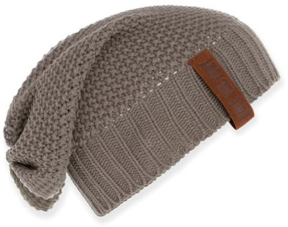 KNIT FACTORY - Coco Mütze - Strickmütze für Damen und Herren - Slouch Beanie - Wintermütze mit Wolle - Hochwertige Qualität - Marron