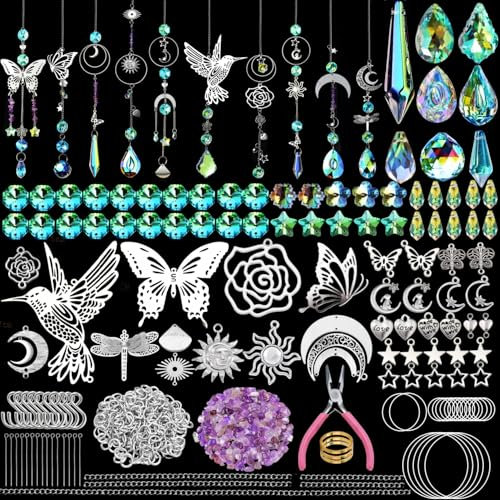 IcosaMro 420 Pieces Suncatchers Arts and Crafts for Adults, Crystal Suncatchers, DIY Accessories for Adults, Suncatchers, DIY Accessories for Indoor Windows, Outdoor Garden Decoration, Wedding