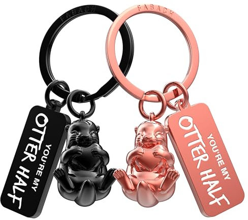 FABACH Otter Schlüsselanhänger für Paare - 2 Stück Mit Herz - Ich Liebe Dich Partner Geschenk - Freundin Liebesgeschenk Zum Jahrestag