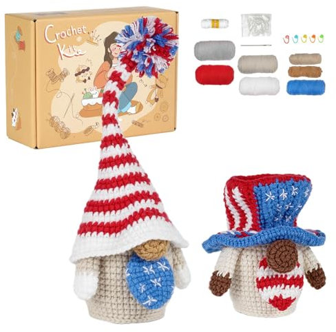 Strick-Starter-Set, handgemachtes Strick-Puppen-Set - Zwergen-Strick- und Häkelset, Schritt-für-Schritt-Starter-Set | Tragbares Anfänger-Häkelset mit Garn-Häkelzubehör für Erwachsene