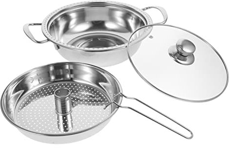 Cabilock Olla De Vapor De Acero Inoxidable Olla De Vapor Para Tapa De Arco Alto Gran Capacidad Cocina Saludable Fácil De Usar Antiadherente