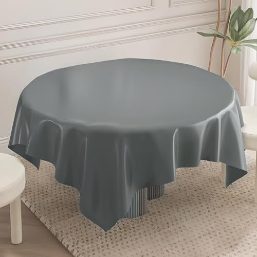 Cozomiz Tischdecke Gartentischdecke Rechteckige Tischdecke wasserdichte rutschfeste Abwischbar Schmutzabweisend Tischdecke Tischwäsche PU-Leder Wachstuch 120x120cm Dunkelgrau