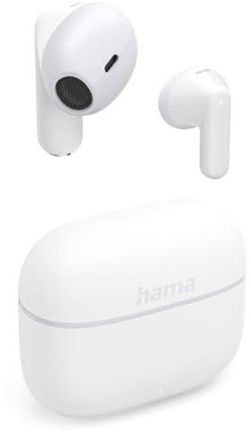 Hama TWS Bluetooth Kopfhörer kabellos Freedom Light II (Bluetooth 5.3 Wireless Earbuds, In-Ear Kopfhörer telefonieren, Mikrofon, Touch Control, Sprachsteuerung, 20h Spielzeit, Ladebox USB-C) weiß