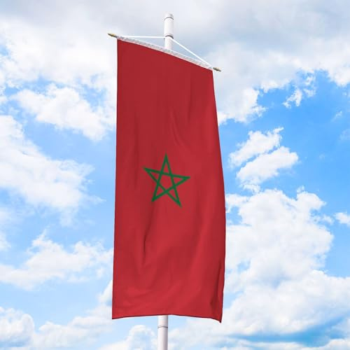 Marokko Flagge 80 x 200 cm - für Fahnenmast, Marokkofahne aus reißfestem Fahnen-Polyester-Stoff, Bannerfahne wetterfest und UV-beständig