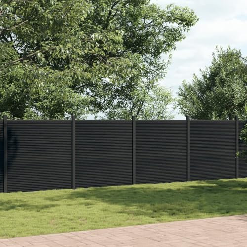 Homgoday Gartenzaun aus WPC & Aluminium, grau, 1218 x 186 cm, für Privatsphäre und Sicherheit Model3282795