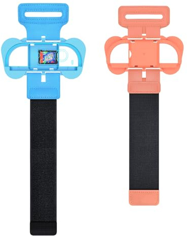 GEEMEE 2 Pack Armbänder für Just Dance Switch Verstellbarer Armbänder für Nintendo Switch 2, Erwachsener Kind Verstellbar Elastisch Handgelenkband,für Erwachsene und Kinder,Blau +Orange
