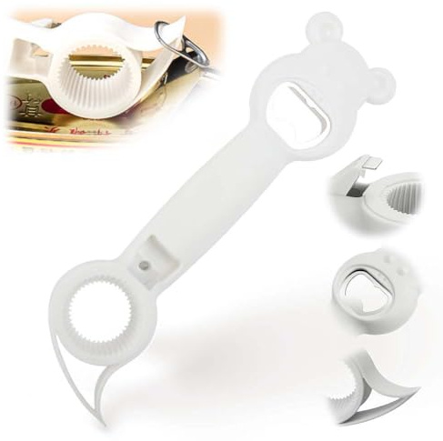 4 In 1 Bierflaschenöffner, 2025 Neuer Multifunktionaler Flaschenöffner, Dosenöffner, Schnell und Arbeitssparend, für Bierflaschen, Dosen, Getränkeflaschen, Gläser (Weiß)