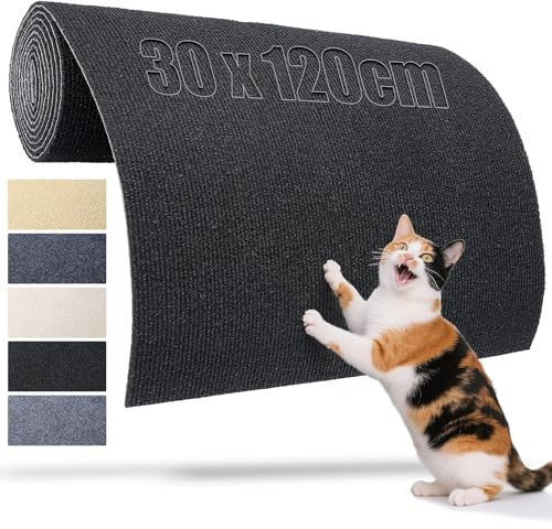 TXXATX Cat Scratching Mat Self-Adhesive Cat Scratcher Mat 120x30 cm Scratch Wall Black Carpet Protector Reusable for DIY Scratching Boards Furniture Floors Chair Sofa