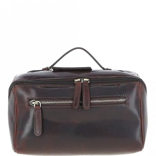 Ashwood Leather Wash Bag - Genuine Hand-Waxed Leather Travel Toiletry Bag with Handle - Multiple Pockets & Internal Compartments: K-49 (Brown)