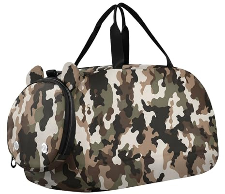 Seesack mit Schuhfach, leicht, für Reisen, Sport, Duffel, Weekender, Camouflage, Retro, Braun