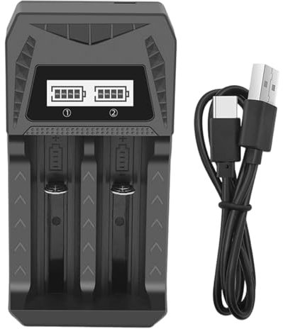 RWAJZAX Type C Rechargeable Double Slot Battery Charging With Temperature Control LCD Display For 18650 21700 2A 3A Batteries Intelligent LCD Display Charging