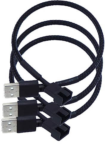 DIYEAH 3stück USB Pin Lüfter Adapterkabel Computer Pc Lüfter Stromkabel Kompatibel Mit Lüftern Für Pc Gehäuse Und Laptop Nutzung Schwarz