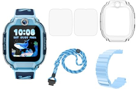 WHYNOTRY Funda protectora y protector de pantalla para imoo Watch Phone Z3, Set 4en1 Compatible, Funda protectora y protector de pantalla y pulsera de silicona y cordón, Proteja el set combinado de