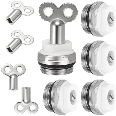 5Pcs Male Thread Manual Radiator Air Vent Plugs Gate 1 / 2Inch Brass Heating Bleed Adapters with Bleed Enduring Screw Radiator Air Bleeder