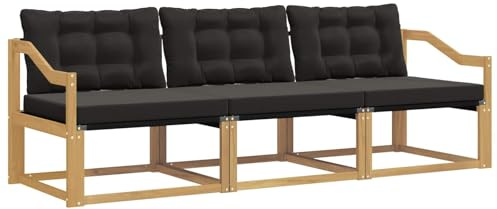 vidaXL Outdoor-Sofagarnitur mit Kissen 3 pcs Weiß und Schwarz, Outdoor Sofa, Gartenmöbel, modernes Ecksofa, Terrasse Lounge, komfortable Sitzgelegenheit