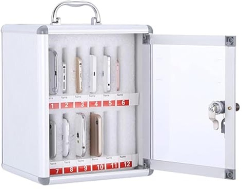 Boîte de rangement pour téléphone portable, support de bureau en acrylique, armoire de rangement murale pour téléphone, casier en alliage d'aluminium avec serrures, support sécurisé pour app