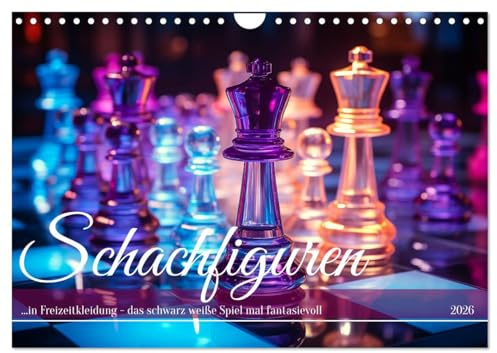 Schachfiguren in Freizeitkleidung (Wandkalender 2026 DIN A4 quer), CALVENDO Monatskalender: Wenn sich Schachfiguren nicht ganz so ernst nehmen (CALVENDO Hobbys)