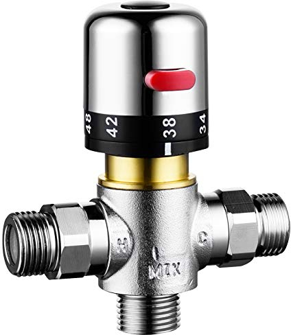 CIENCIA Válvula de Mezcla Termostática de Latón G1/2 Valvula 3 Vias para Grifo de Ducha, CTM504