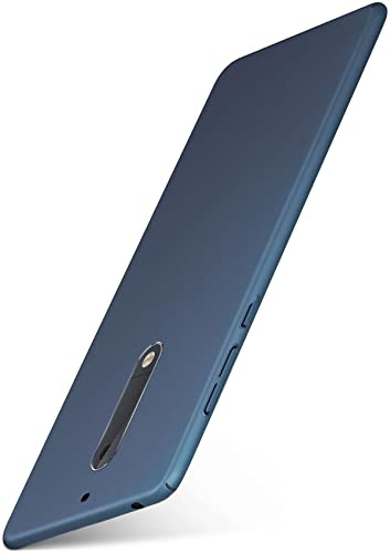 moex Alpha Case für Nokia 5 Hülle Ultra Dünn, Schutzhülle mit erhöhtem Kameraschutz, Slim Cover Hardcase Backcover, Dünnste Handyhülle Minimalistisch, Metallic Blau