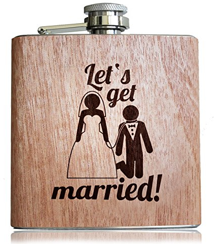 'Madera Petaca con grabado:Let' s Get Married | regalo de soltero