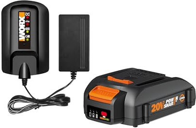 WORX WA3606, 2.0Ah, Indicator, 5 hr Charging Time 20V Battery and Charger, Black & Orange