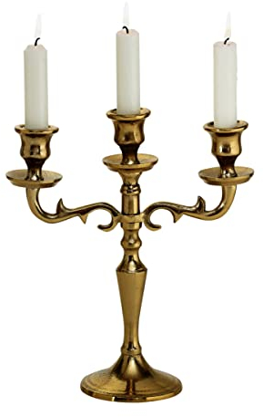 Boltze Bougeoir Varas (doré, 3 Ampoules, Hauteur 26 cm, bougeoir en métal, décoration Table à Manger/Commode, Design élégant), Or