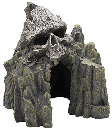 OMEM Reptilien-Dekoration für Terrarium, Harz, Totenkopf, Fels, Dekoration, Landschaftsbau, Aquarium