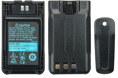 Batterie 7.4V 1600mAh KNB-65L pour Kenwood TH-K20A TH-K20E TH-K40A TH-K40E TK-2000M TK-3000K Batterie de Remplacement Radio bidirectionnelle avec Clip de Ceinture
