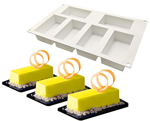 Moule de Gâteau Mousse, moulessilicone gâteaux 3d pour Glace Chocolat Pâtisserie Dessert, 6Trous Forme de Rectangles