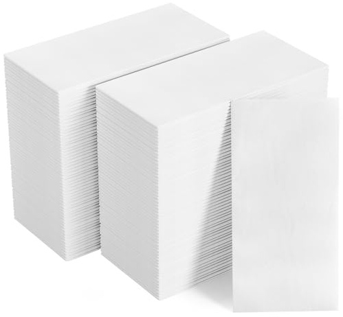 FOCUSLINE 480 Disposable Bathroom Napkins, Linen-Feel Paper Guest Towels, Soft and Absorbent Paper Hand Towels Party Napkins for Bathroom, Kitchen, Dinner, or Event, White, 12 x 17