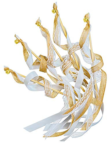 EinsSein 20x Wedding Wands Romantic Jute | perfekt für Spalier Hochzeit Stäbe | Standesamt Überraschung | Auszug Kirche und Standesamt | Glücksstäbe mit Glöckchen | mit Seifenblasen kombinieren