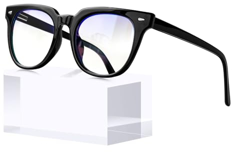 KANASTAL Blaulichtfilter Brille für Damen und Herren Ohne Sehstärke Anti-Blaulicht Gläser Brille Schwarz Rahmen Computerbrille Gaming Entspiegelt Blaufilter brille
