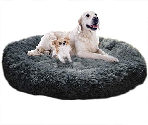 Warmes Donut-Hundebett, flauschig, rund, beruhigendes Fellkissen, verbesserter Schlaf, Hundebett für mittelgroße und große Hunde, waschbar