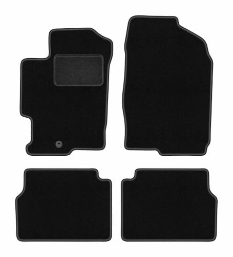 Velours-Fußmatten passend für Mazda 6 I GG / GY 2002-2007, Schwarz, LUX | passend für Kombi/Limousine/Liftback; Velours-Teppich (Polypropylen), ca. 6,5 mm; rutschfest, runde Befestigungen (Typ VLV)
