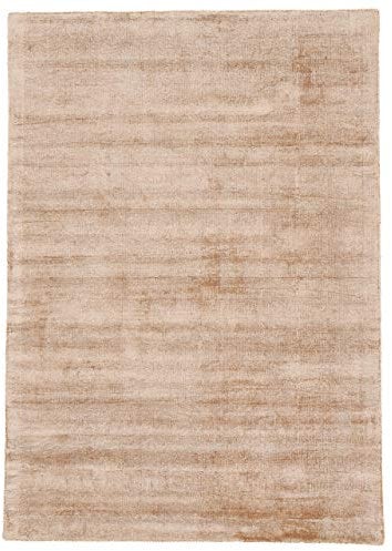 carpetfine Viskoseteppich AVA Beige 140x200 cm | Moderner Teppich für Wohn- und Schlafzimmer