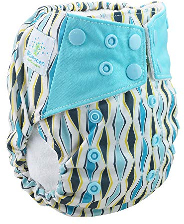 Blümchen All-in-One Bambus OneSize Stoffwindel Druckknöpfe (3,5-15kg) Geometrische Design Diamant