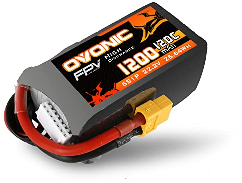 OVONIC Batterie Lipo 6s 120C 1200mAh 22.2V avec connecteur XT60 pour hélicoptère RC FPV Avion quadrirotor Bricolage Passe-Temps