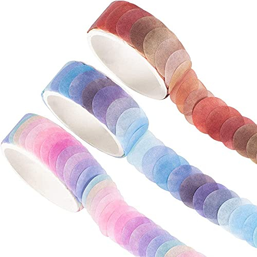 YUBX 9/16 Zoll Punkt Washi Tape Set dekoratives Washi-Glitzer-Klebeband, dekoratives Klebeband, 300 Punkte à 3 Rollen für DIY Crafts Scrapbooking (Crystal Candy)