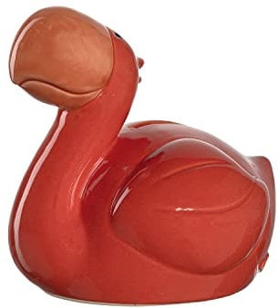 LEONARDO HOME Bambini Flamingo Spardose, 1 Stück, Keramik Sparschwein mit Schlüssel, Geschenk für Kinder, Jungen Mädchen, 12 cm, pink bunt, 039196