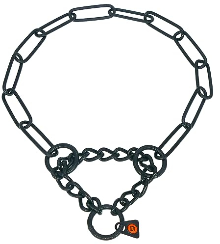 Sprenger Hundehalskette mit Durchzugskette 3mm I Edelstahl rostfreies Hundehalsband für langhaar Hunderassen bis 55 kg - schwarz (50 cm)
