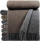 STTS International Wolldecke 100% Schurwolle Wohndecke in versch. Farben 140 x 200 cm Tagesdecke Schurwolldecke Woll-Plaid Tirol (Grau-Braun (Double face), 140 x 200 cm)
