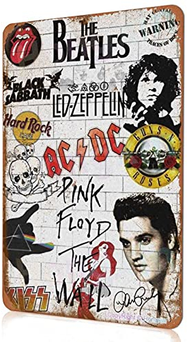 Hongxin Best of Rock 'n Roll Blechschild Dekoschild Retro Poster Metall Plakat Vintage Türschilder Deko Schild Blech Kunst Schilder Hof Bar Cafe Geschenk 20X30cm