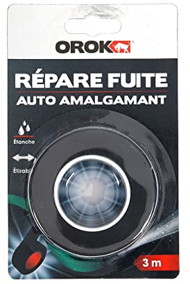 OROK - Ruban adhésif isolant, industriel - Ruban adhésif anti fuite d'eau 3m x 25mm, amalgamant noir - 100% étanche, Colmatage par auto-soudure du ruban, NC