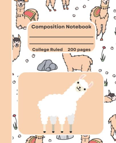 Llama Composition Notebook: Cute Llama Composition Notebook, College Ruled
