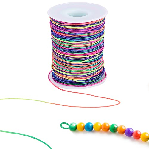 Giloty 100M Filo Elastico per Braccialetti, 1MM Cordone Arcobaleno Perline, Artigianato Intrecciato, Cordoncino per Gioielli Fai da Te