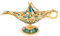 Glänzende Vintage Metall Aladdin Genie Lampe Tischplatte Akzent Gold-Blau