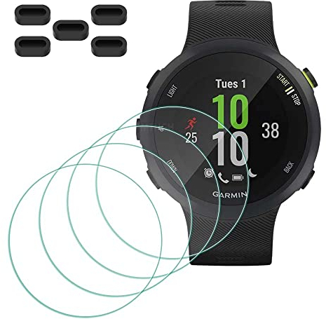 MTHGH Schutzfolie für Garmin Forerunner 45/ 45S Smartwatch Displayschutzfolie [4 Stück] + Anti-Staub-Stecker 5 Stück, Glas 9H Härte Anti-Kratzer Blasenfreie Ultradünne Panzerfolie
