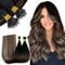 RUNATURE Nano Ring Hair Extensions Human Hair Black Ombre Brown to Blonde Hair Extensions Nano Beads Brown Ombre Invisible Remy Nano Hair 12 Inch 40 Gram #1/b/4/27