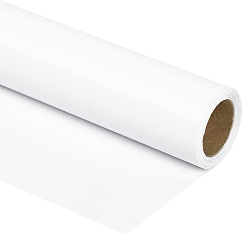 RUSPEPA Papier Cadeau Brillant Blanc - Mini Rouleau - Couleur Unie Pour Mariage, Anniversaire, Douche, Félicitations Et Cadeaux De Vacances - 44,5 cm X 10 m